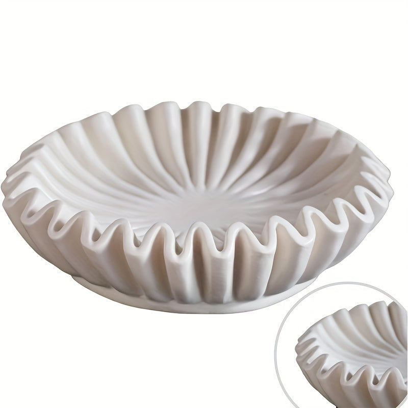 White Resin Scalloped Bowl