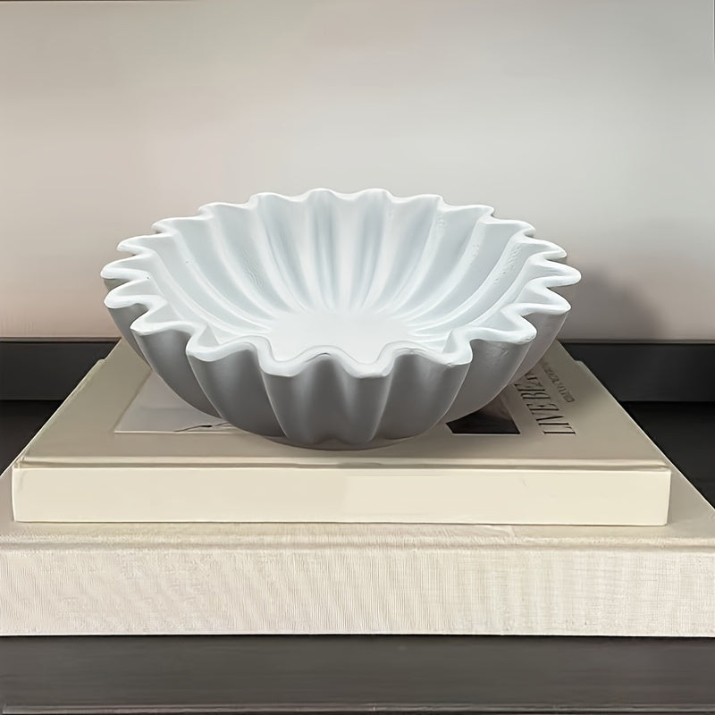 White Resin Scalloped Bowl