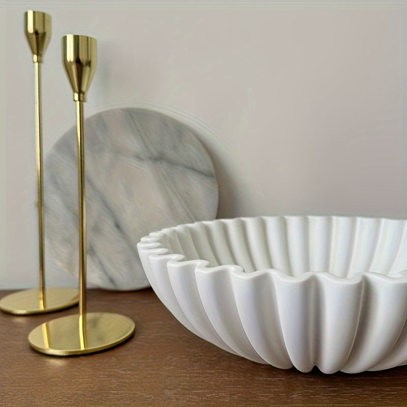 White Resin Scalloped Bowl