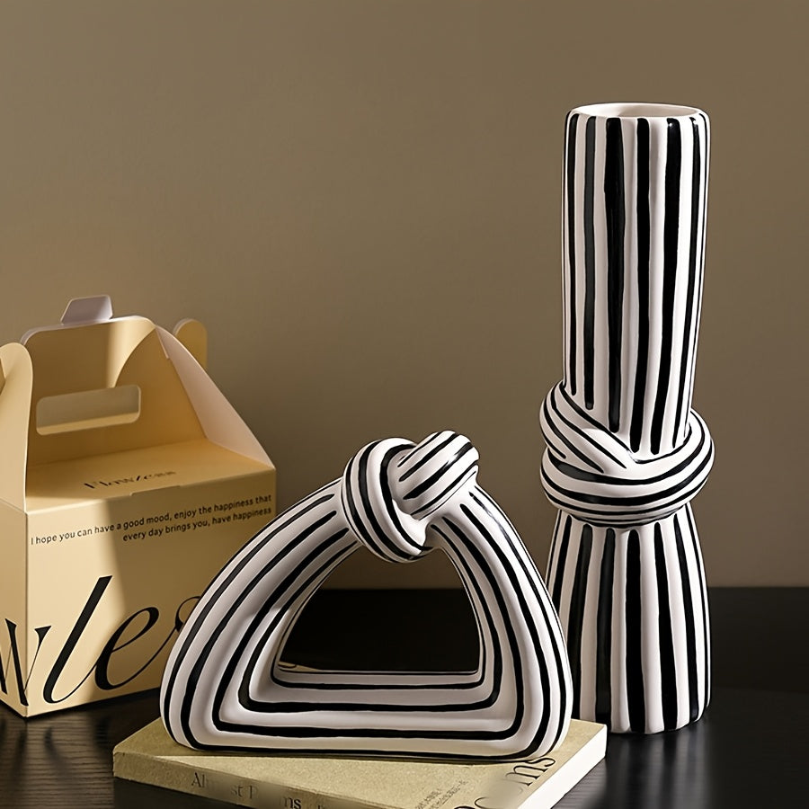 Stylish Striped Knot Ceramic Vase