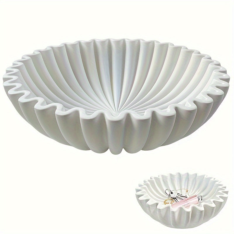 White Resin Scalloped Bowl
