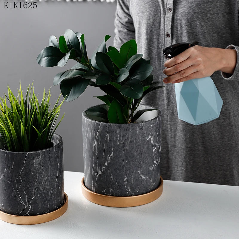 European Style Marbled Ceramic Flowerpot