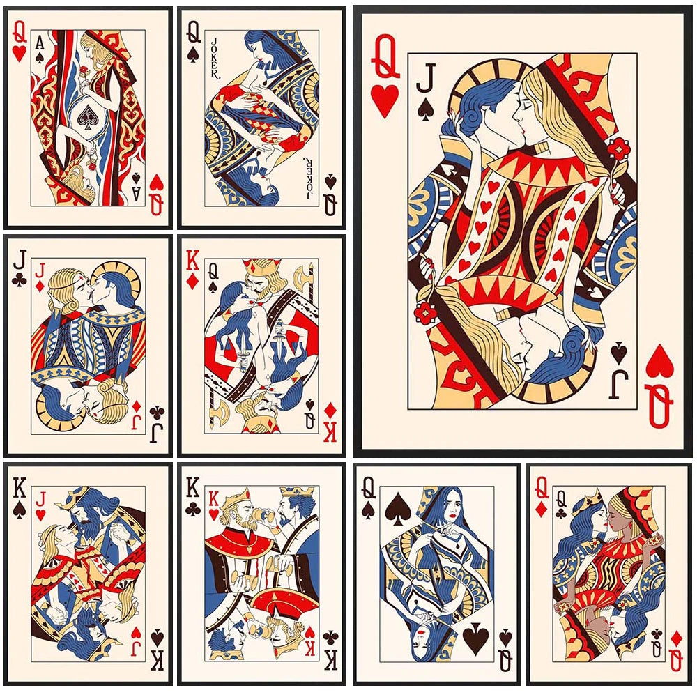 Elevate your living space with our Vintage Poker King Queen Canvas Art, featuring modern, abstract designs perfect for a stylish Nordic decor.