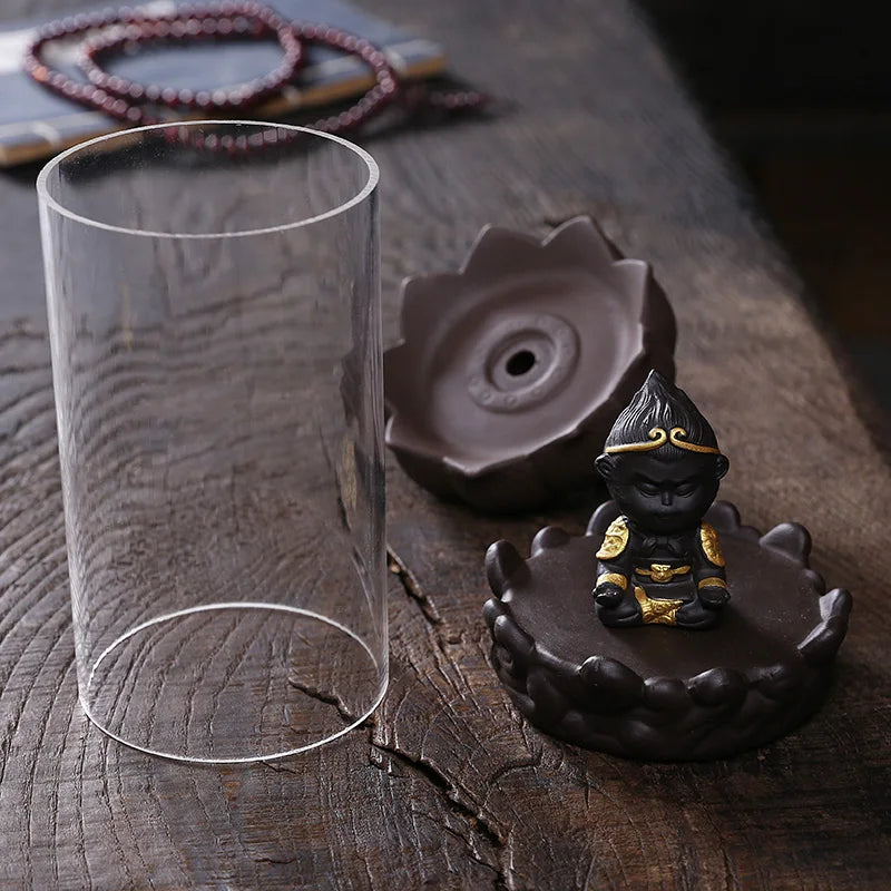 Ceramic Sun Wukong Monkey King Backflow Incense Burner