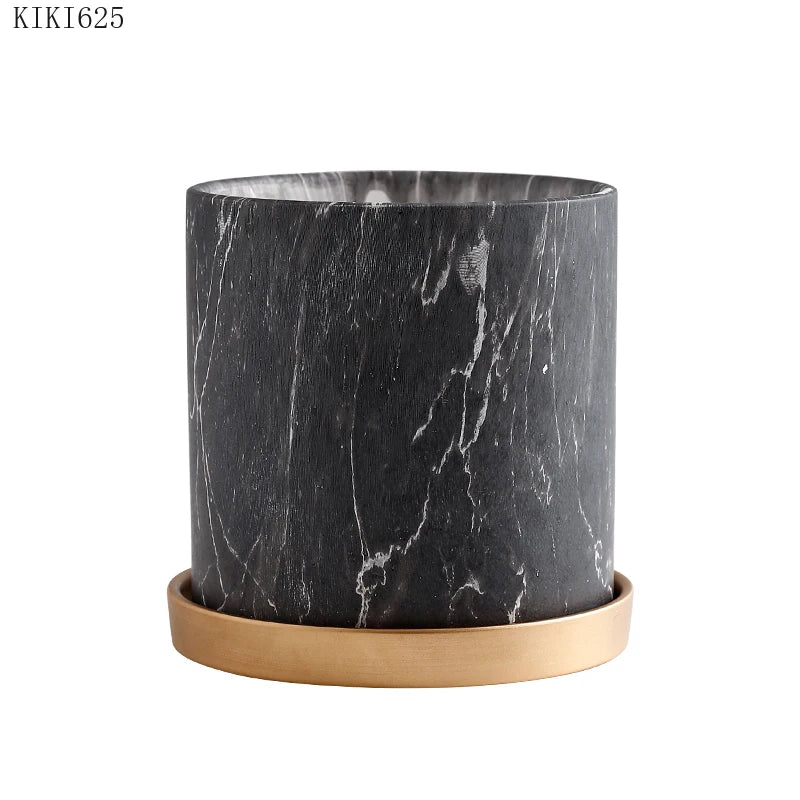 European Style Marbled Ceramic Flowerpot