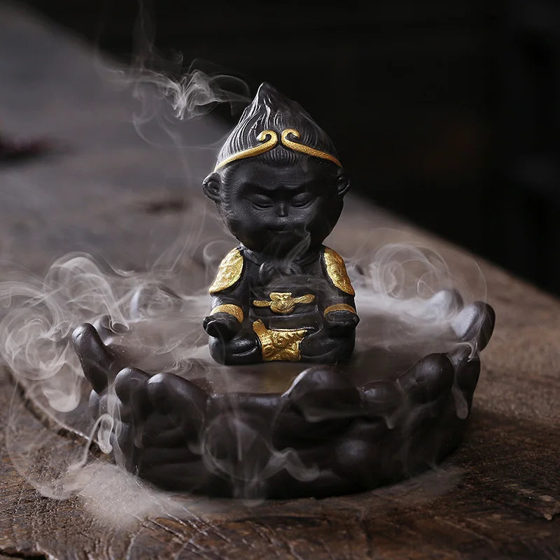 Ceramic Sun Wukong Monkey King Backflow Incense Burner