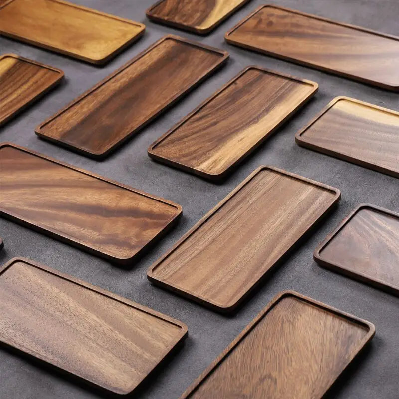 Natural Wooden Rectangular Serving Tray