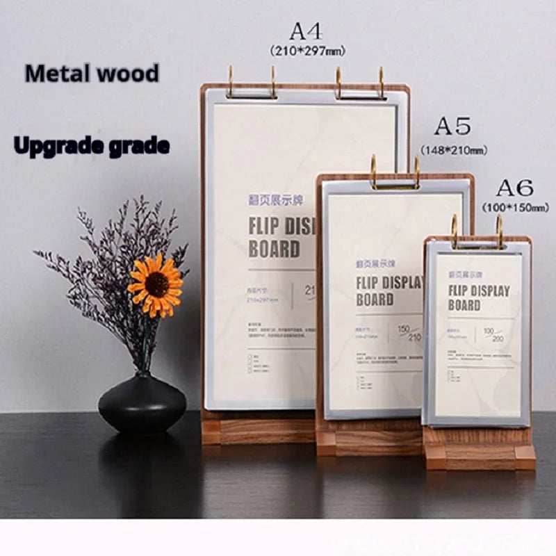 Wooden A4 Double-sided Menu Clipboard