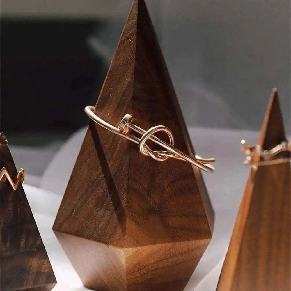 Conical Wood Ring Holder Stand