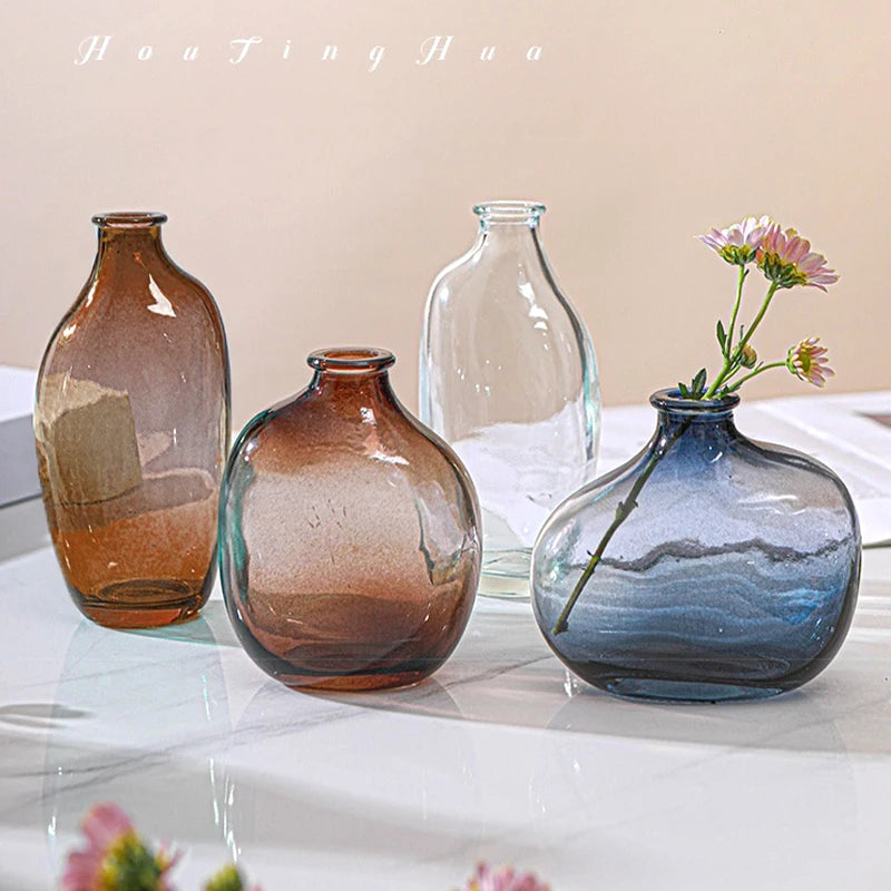 Elevate your decor with our Brown Retro Glass Vase, perfect for flower arrangements and hydroponic plants—an essential creative home decor flower pot.