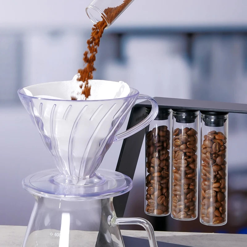Magnetic Coffee Bean Storage Glass Tubes Display Rack