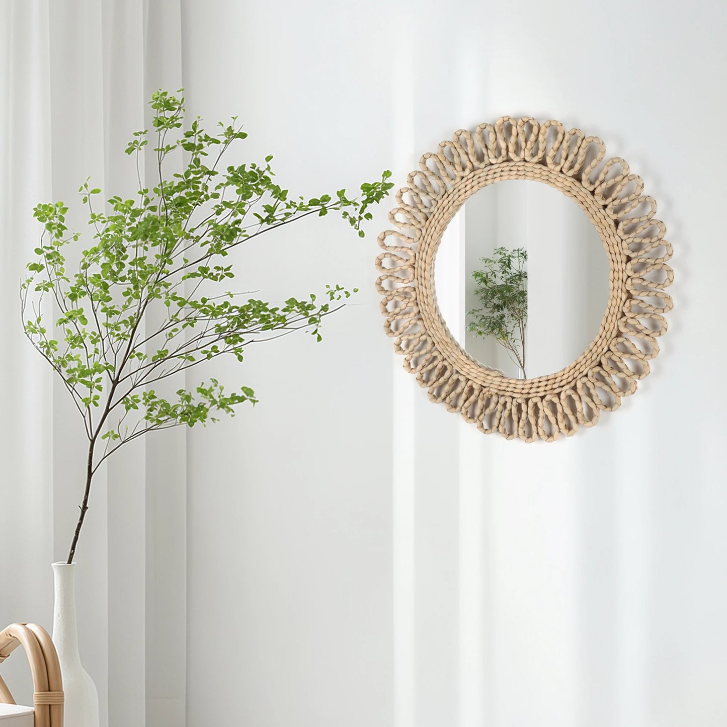 Bohemian Woven Circular Mirror
