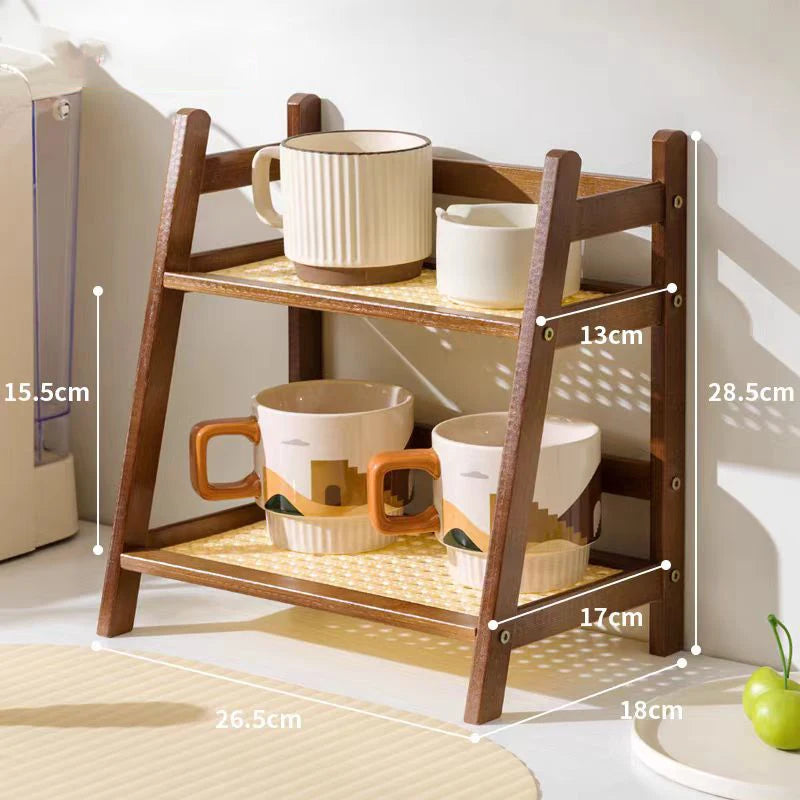 Bamboo Double Layer Organizer Rack
