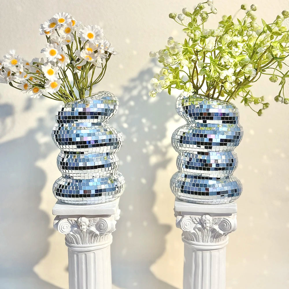 Disco Ball Spiral Glass Vase