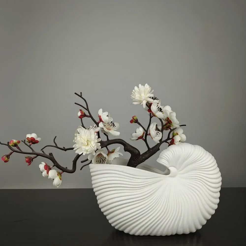 Ceramic Shell Conch Vase Decor