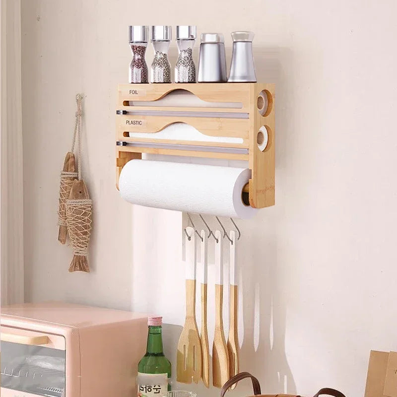 Bamboo Kitchen Organizer Cutter Box
