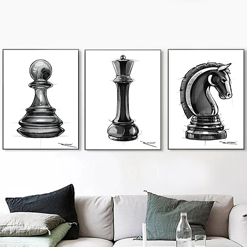 Modern Chess Canvas Wall Art