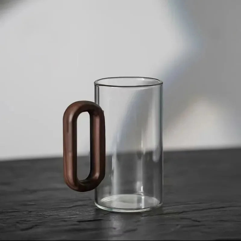Borosilicate Glass Water Cup with Wooden Handle