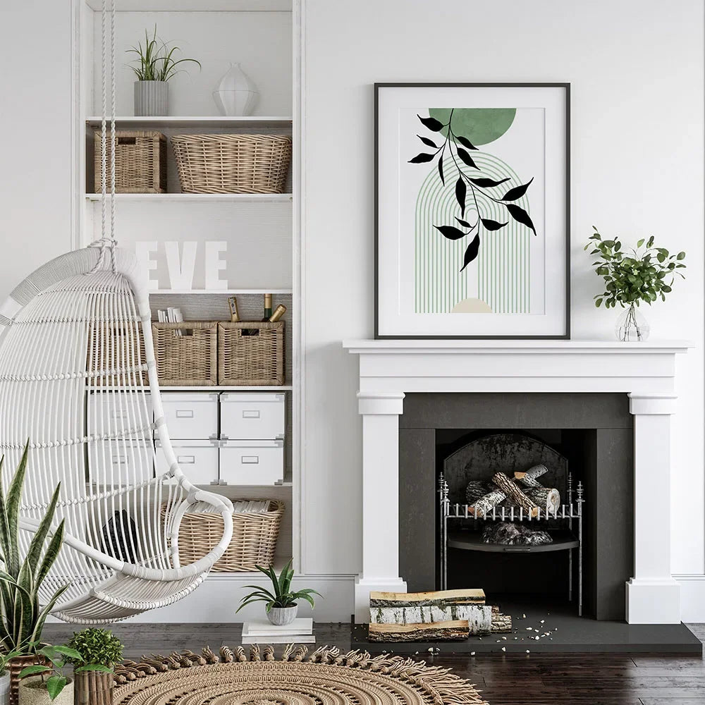 Abstract Green Leaf Wall Art