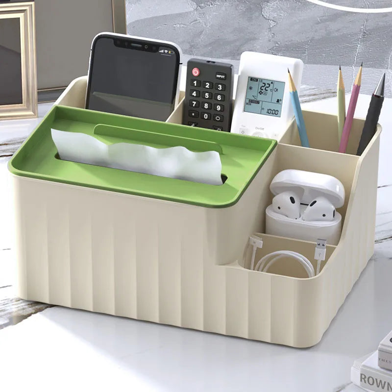 Desk Organizer With Tissue Box And Remote Holder