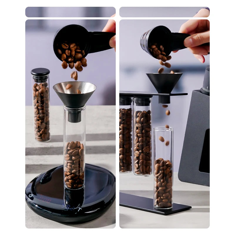 Magnetic Coffee Bean Storage Glass Tubes Display Rack