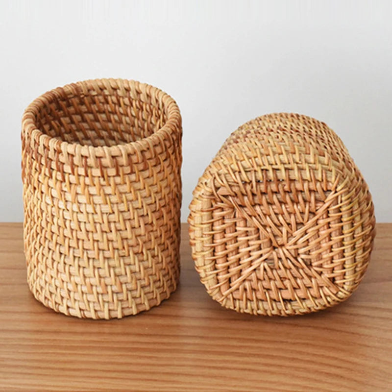 Handmade Woven Rattan Pen Holder