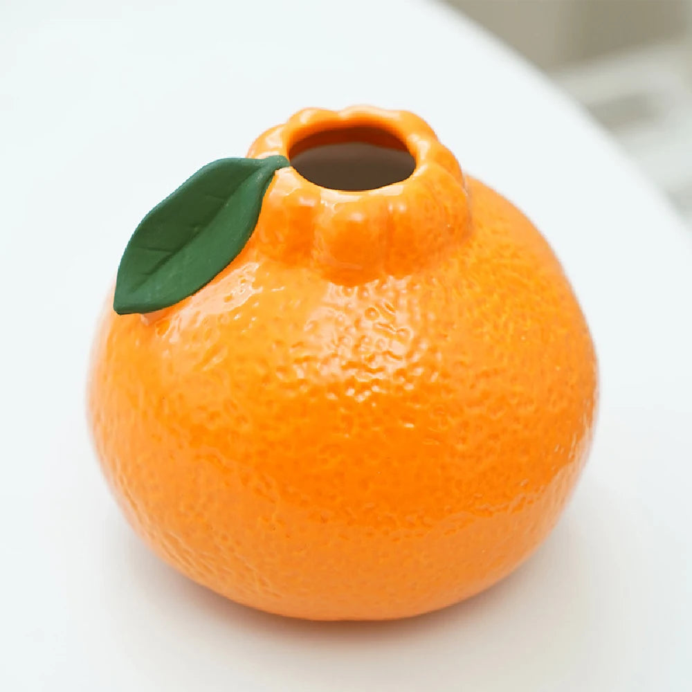 Ceramic Orange Vase for Home Decor