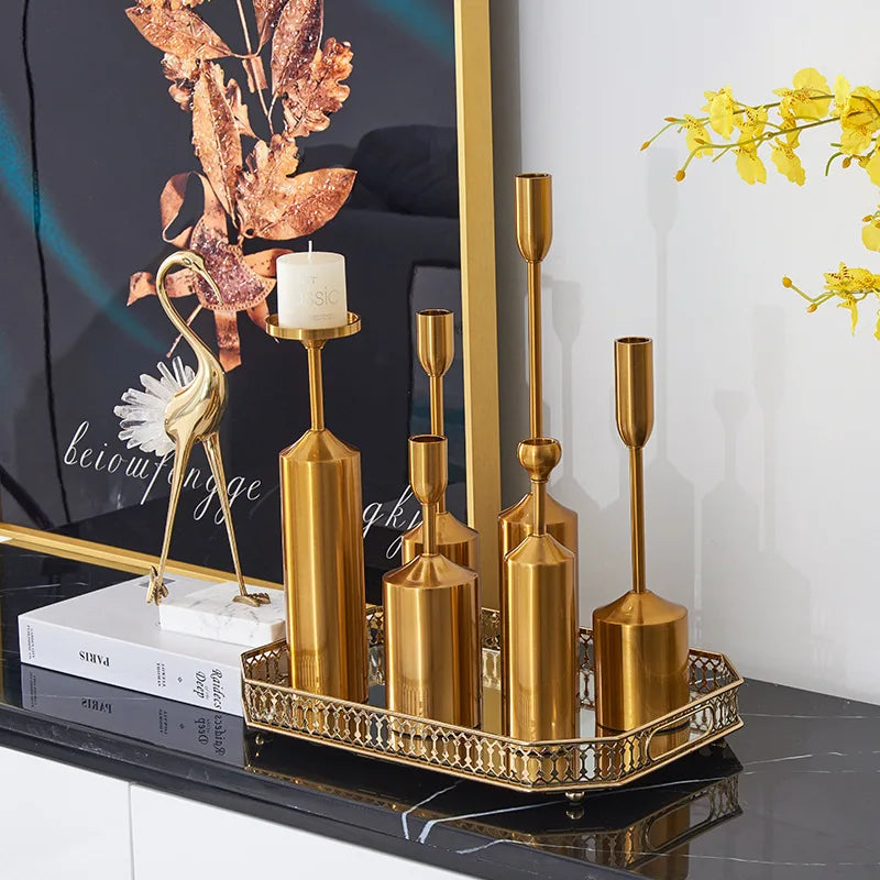 Gold Plated Metal Candle Holders