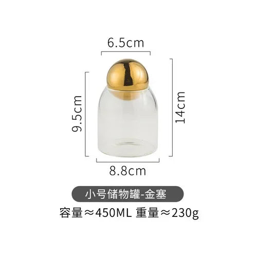 Golden Cork Glass Storage Jar