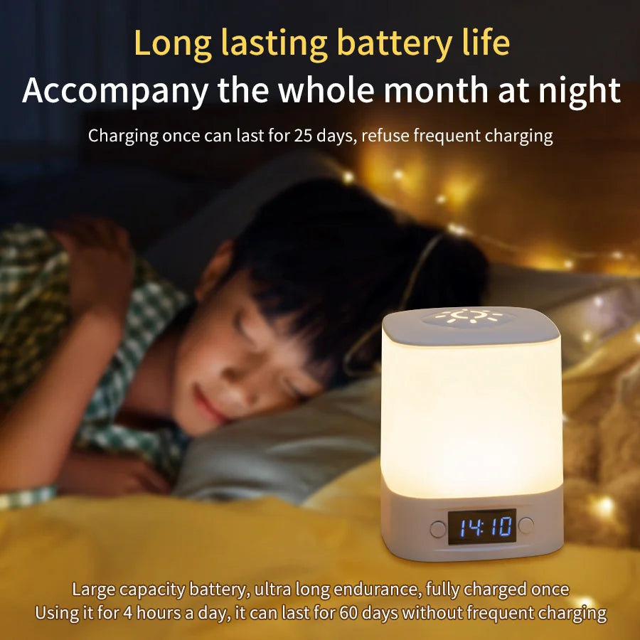 Rechargeable Bedside Lamp With Clock Display