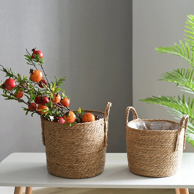 Nordic Handmade Straw Flower Pot Basket