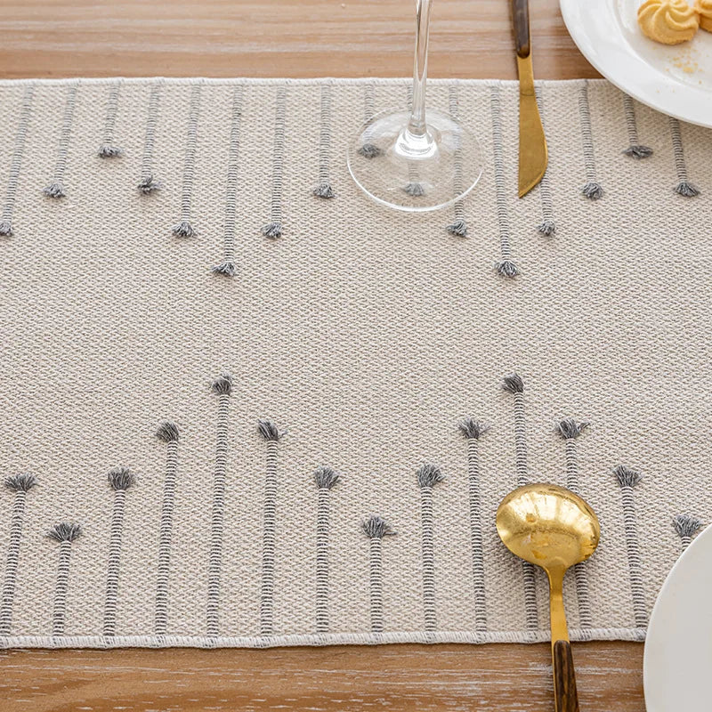 Natural Linen Tassel Table Runner