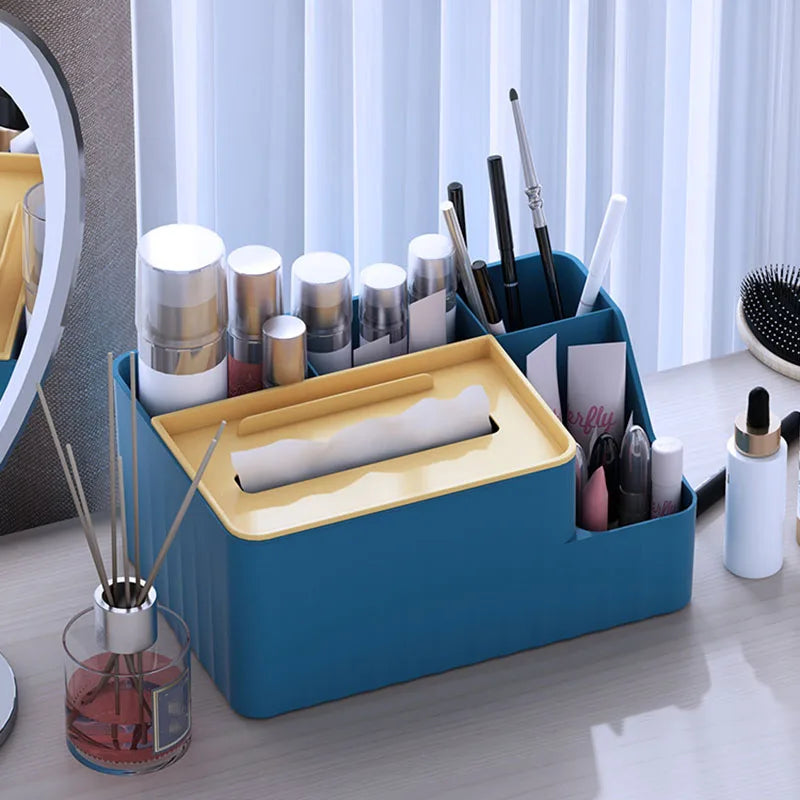 Desk Organizer With Tissue Box And Remote Holder