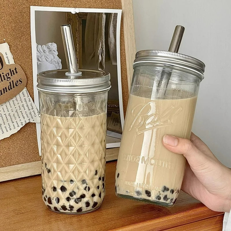 Transparent Boba Milk Tea Glass