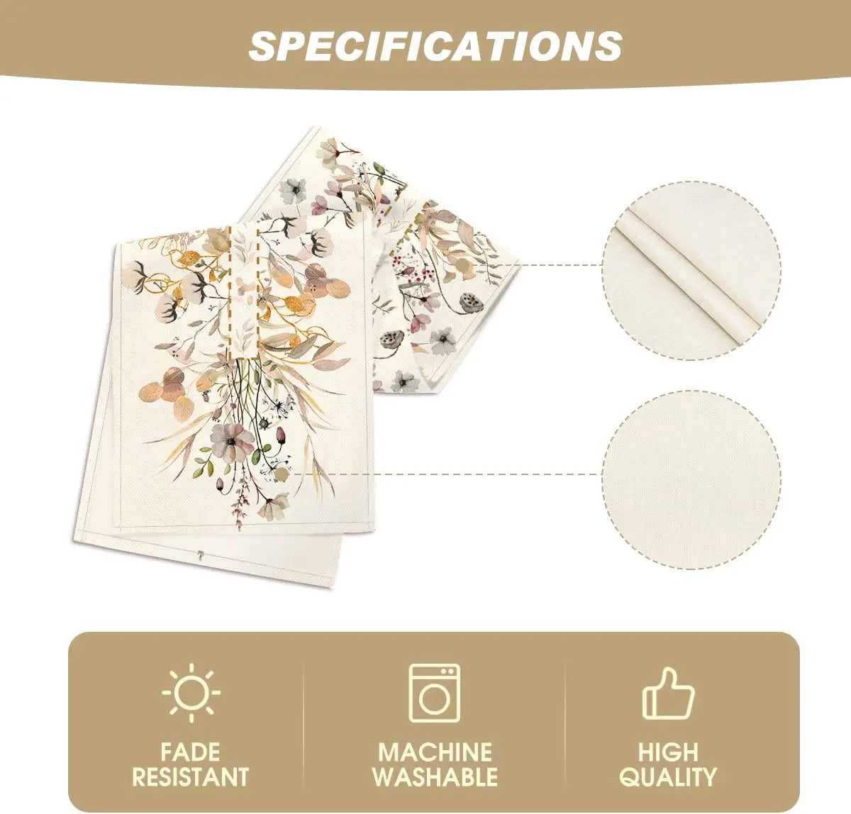 Spring Wildflower Linen Table Runner