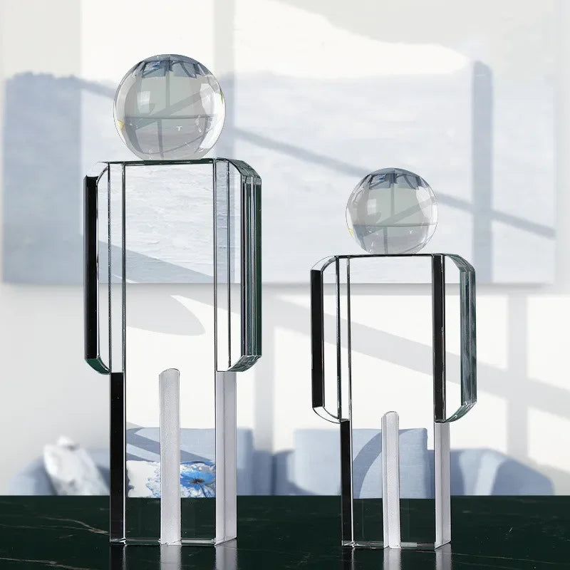 Crystal Man Glass Statue Decor