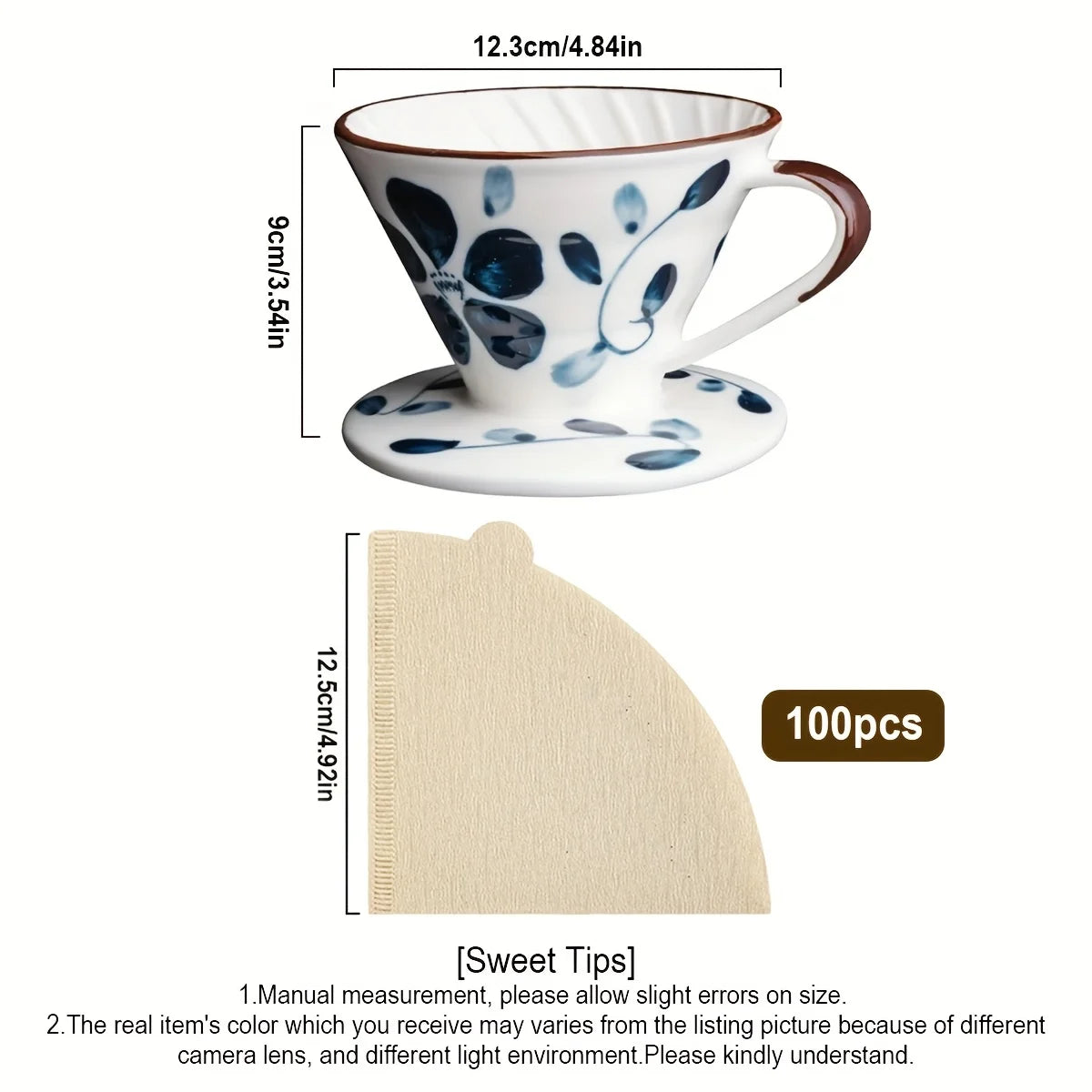 Ceramic Pour Over Coffee Maker With Filter Papers Set