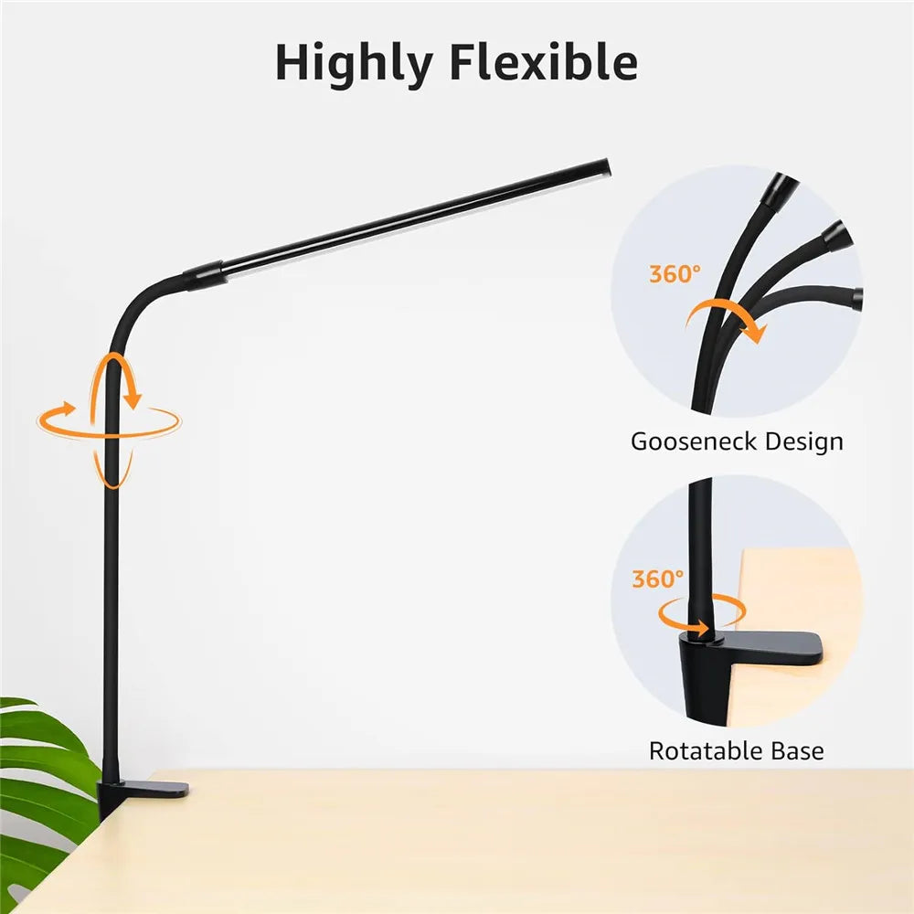 Led Desk Lamp With Clamp And Flexible Gooseneck Arm