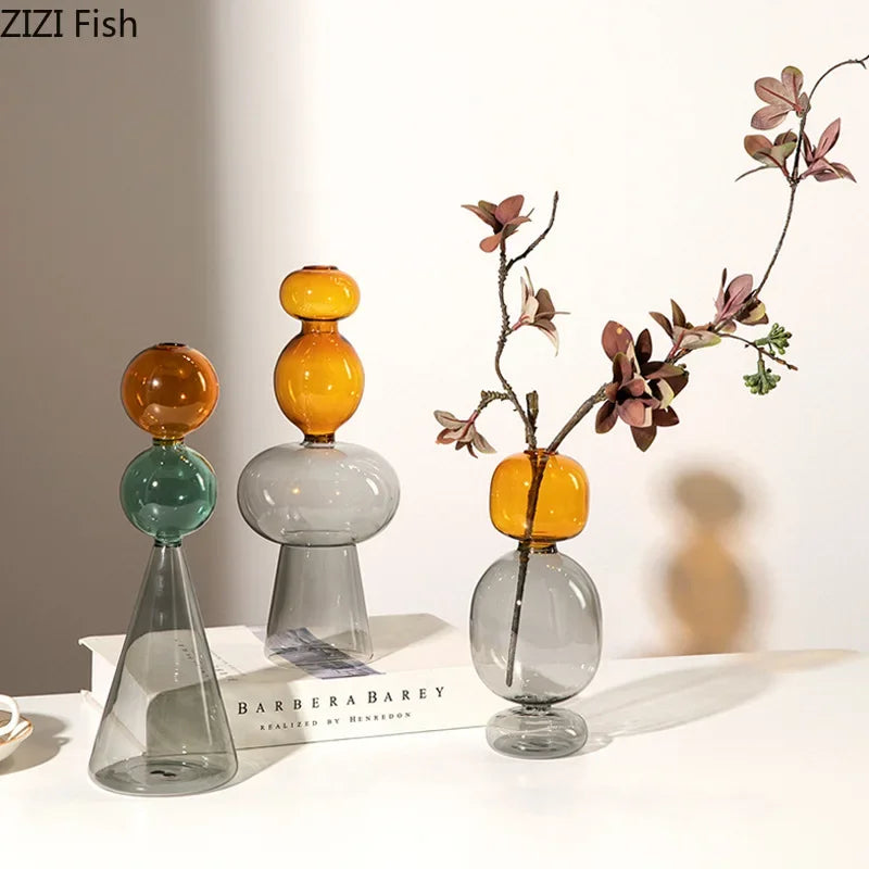 Multicolour Transparent Glass Vase