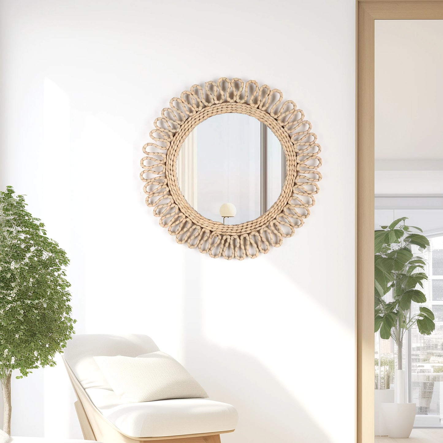 Bohemian Woven Circular Mirror