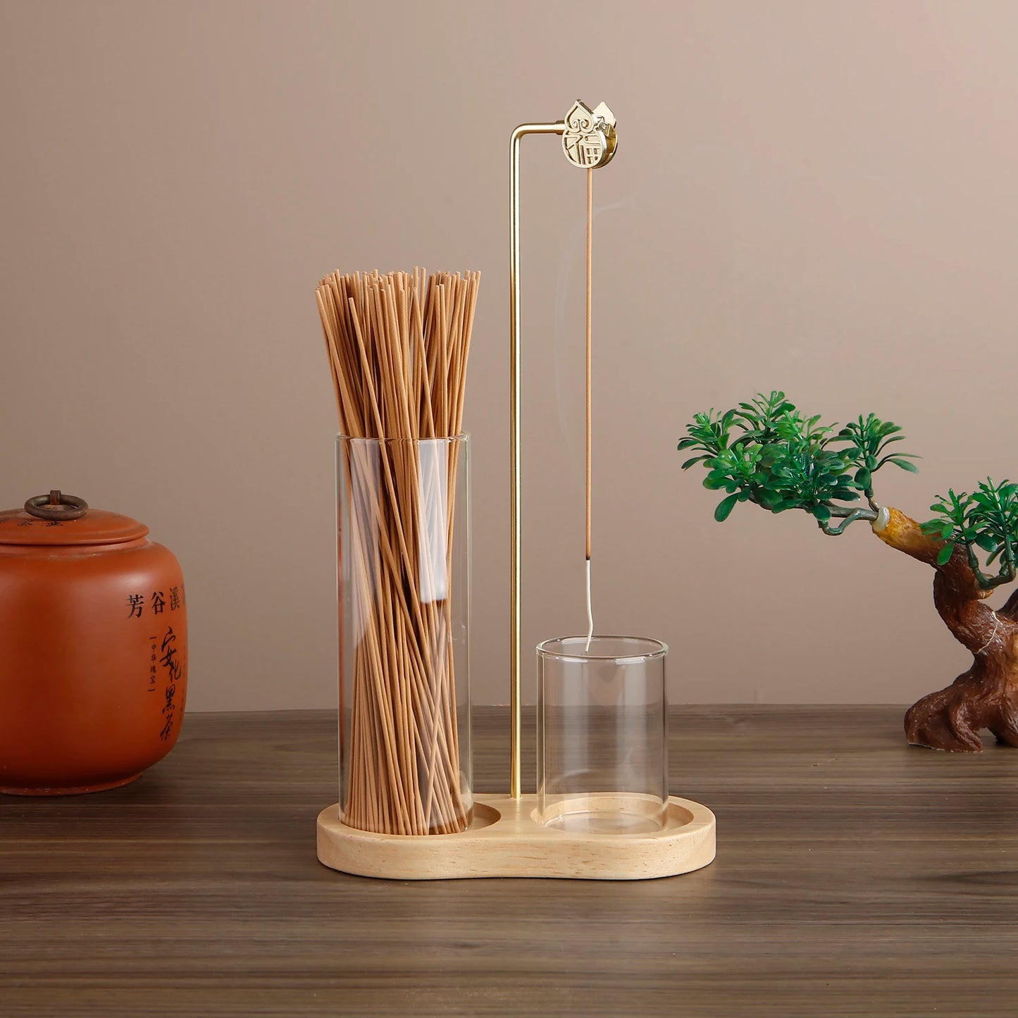 Glass Incense Holder With Metal Clip Storage Box