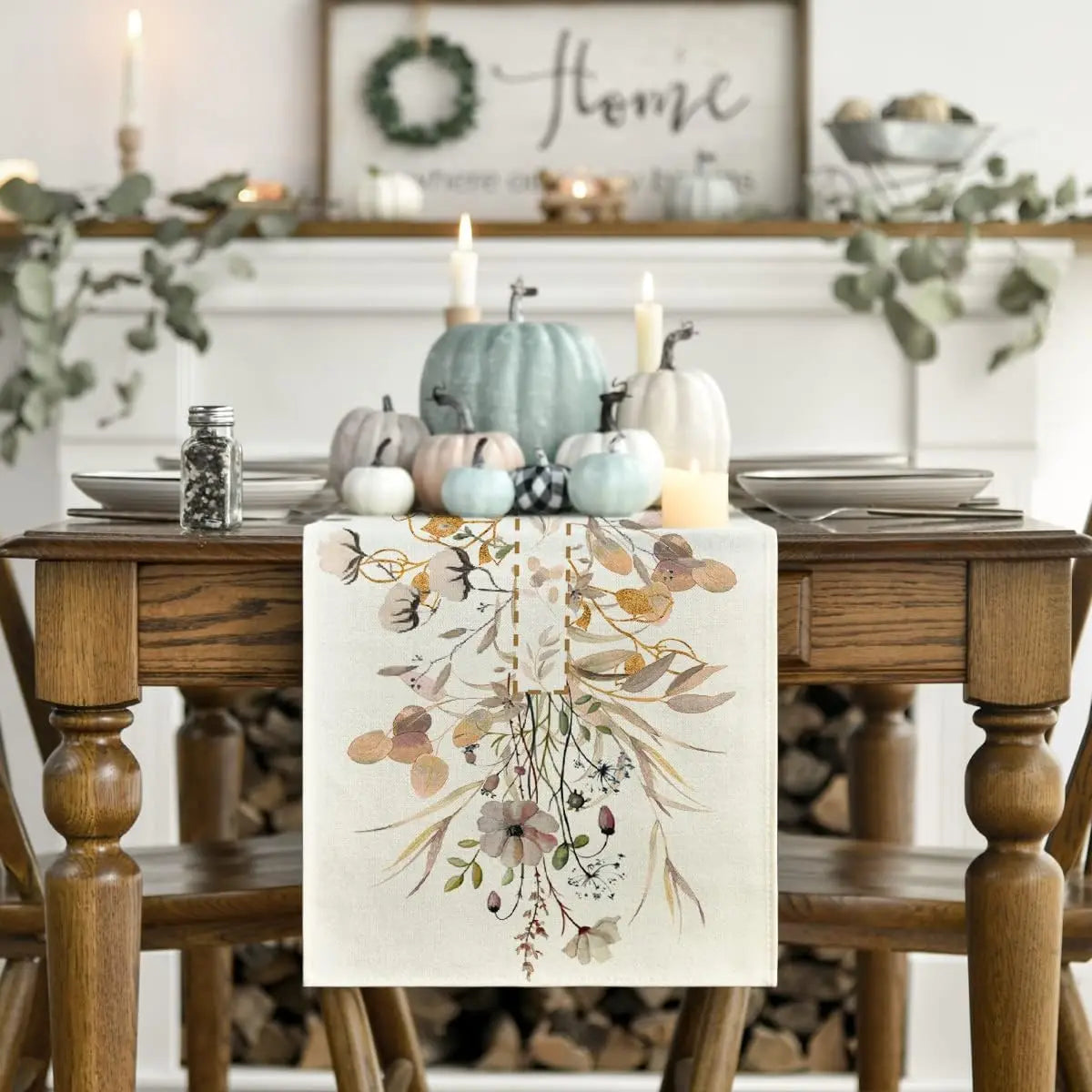 Spring Wildflower Linen Table Runner