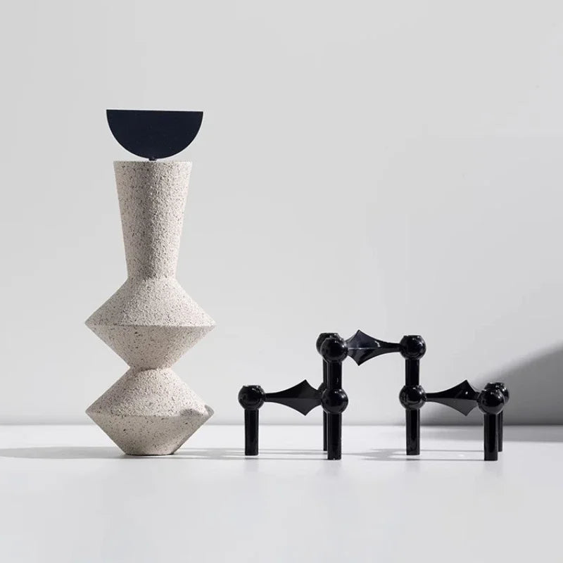 Modern Abstract Geometric Sandstone Statue