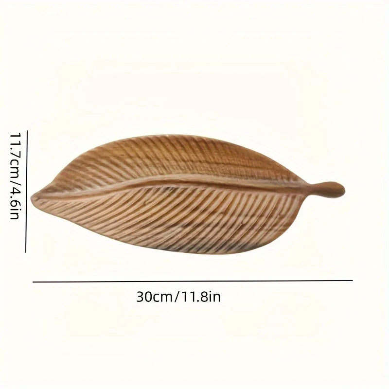 Lacquered Walnut Leaf Tray Display
