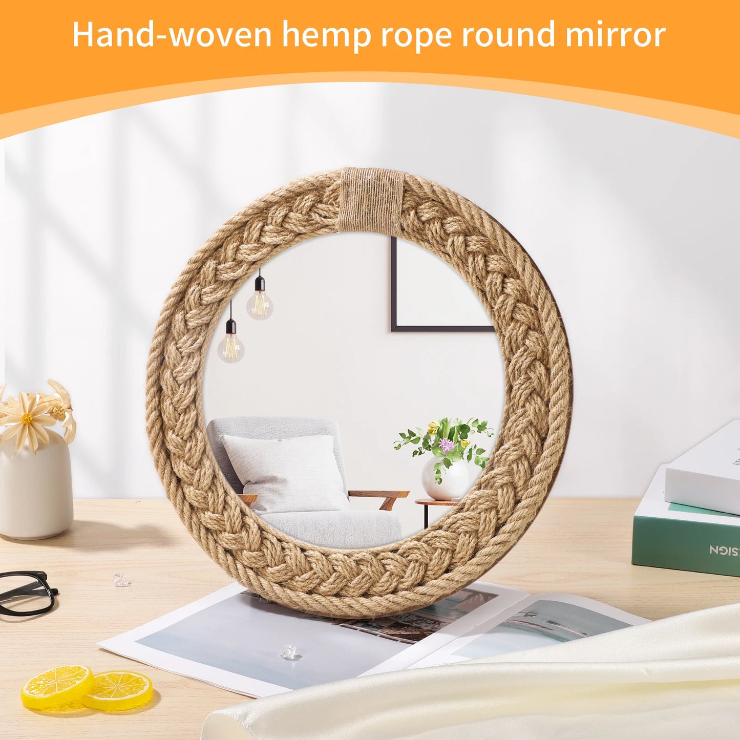 Hand-Woven Nordic Hanging Mirror