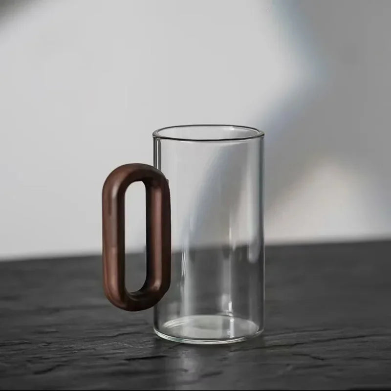 Borosilicate Glass Water Cup with Wooden Handle