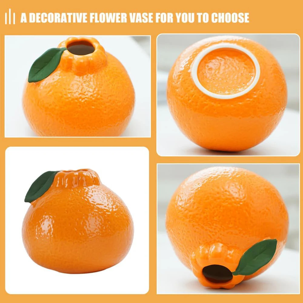 Ceramic Orange Vase for Home Decor