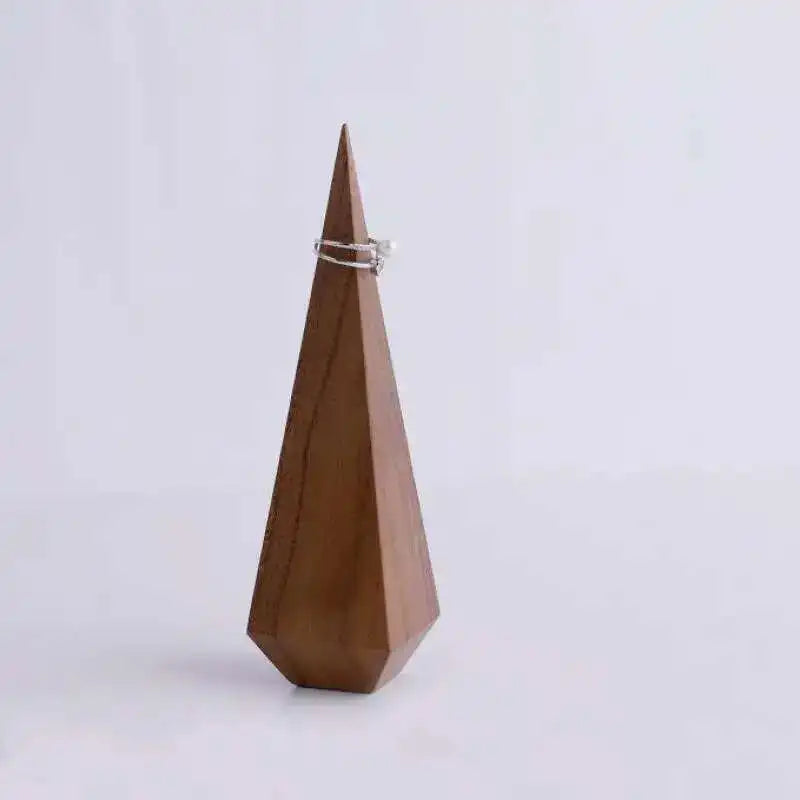Conical Wood Ring Holder Stand