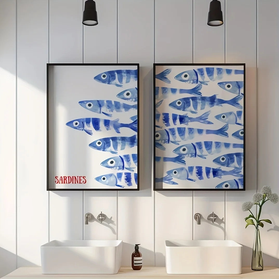 Blue Sardine Canvas Poster