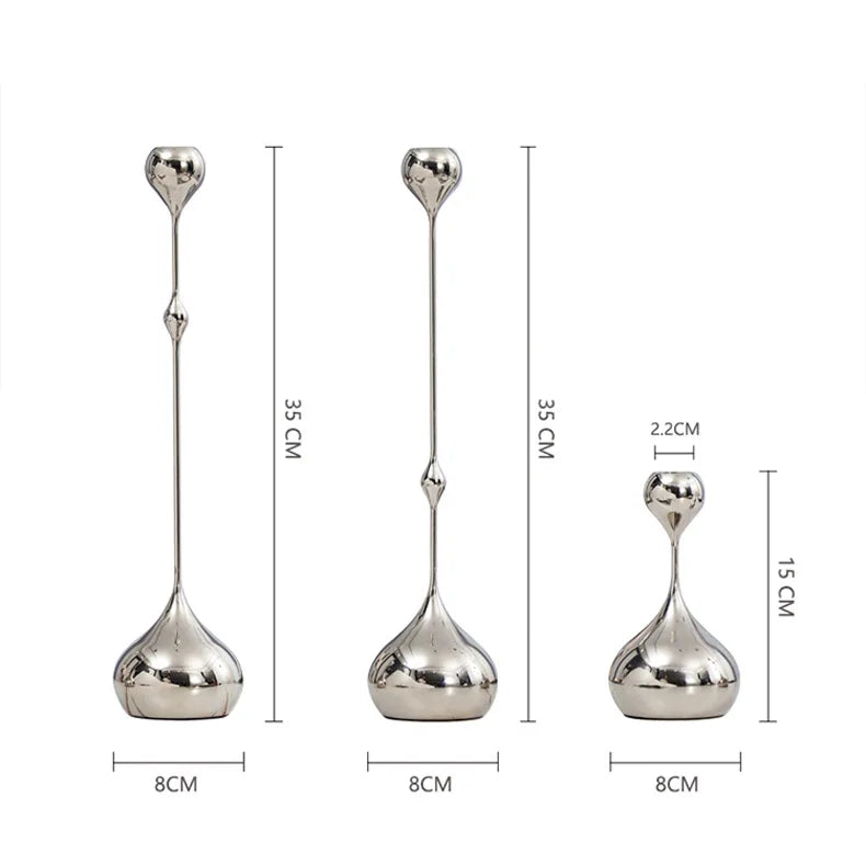 Silver Metal Candle Holder Decor